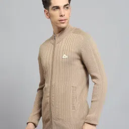 monte carlo Mens Solid Camel Mock Neck Full Sleeve Pullover_1240568FZ-6 image 2