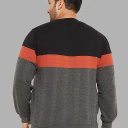 austivo Men's Multi Striper Round Neck Plus Size Sweatshirt(3292A) image 1