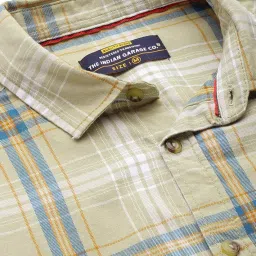 the indian garage co Men Slim Fit Checkered Full Sleeves Spread Collar Casual Shirt image 2