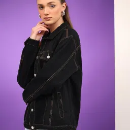 kotty Women's Solid Classic Comfortable and Versatile Outerwear Denim Jacket image 4