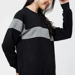 LEOTUDE Women's Casual Loopknit Boyfriend/Loose Fit Round Neck Sweatshirt (Color Grey) image 2