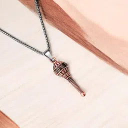 m men style Hindu Lord Bajrangbali Hanuman idol Monkey God of Devotion Locket With Link Chain Silver Zinc Metal Pendant Necklace For Men And Women image 4