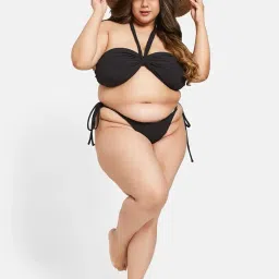 zerokaata Halter Ribbed Bikini for Plus Size Women Beach Wear | Swimming Costume for Women Plus Size image 4