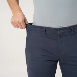 the pant project Luxury Cotton Blend Chinos Shorts for Men | Stylish Regular Fit Casual Solid Shorts with Pockets (Navy Blue 42) image 2