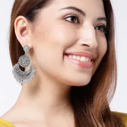 youbella Fashion Jewellery for women Afghani Tribal Oxidised Dangler Earrings for Girls and Women image 1