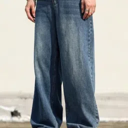 steple denims Men's Loose Fit Tint Baggy Jeans Relaxed Fit Denim with Washed Look image 3