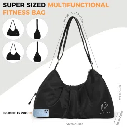 palay PALAY® Women Gym Bag Waterproof Nylon Carry-on Bag with Shoe Compartment Travel Duffle Bag Shoulder Bag with Adjustable Shoulder Strap Multi Use Casual Shoulder Bag for Trip, Gym, Black image 3