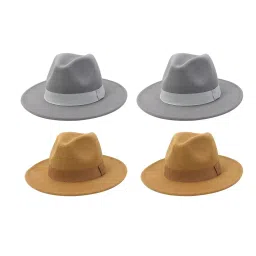 myaddiction 4pcs Church Fedora Hat Ribbon Band Belt Winter Outdoor Light Gray Beige image 5