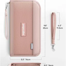 popcube Polyester Travel Passport Cover for Men & Women with RFID Blocking- Passport Holder for Upto 4 passports- Passport Pouch with Removable Hand Strap. (Peach) image 5