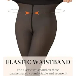 alexvyan XL Brown DualTone Opaque High Rise Ankle Length (33 to 36 Waist) Stretchable Women Warm Thick Fur Lined Fleece Winter Thermal Soft Legging Tights Stocking - Slim Fit image 2