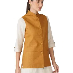 vastraa fusion Solid Indian Traditional Ethnic Waistcoat Festive Nehru jacket for Women image 2