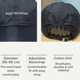 drunken Cool Summer Cap | Cotton Hat for Men Women | Adjustable Strap | Lightweight Unisex | Free Size Snapback | Perfect for Outdoor Sports, Gym, Cycling, Running, Travel & Casual Fashion(Black) image 3