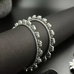 funkeln-spark your life Beautiful Oxidise Elephant Kada Adjustabl (Pack Of 2) (Size 2.6 inch) image 2