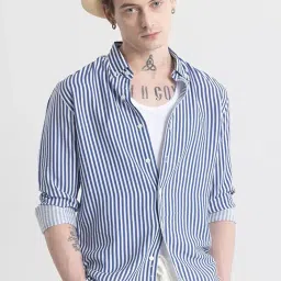 u turn U-Turn Men's Cotton Casual Printed Striped Stylish Latest Shirt for Men image 3