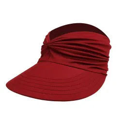 myaddiction Elastic Hollow Top Hats Women Summer Sun Visor Hat for Travel Outdoor Beach Red image 3