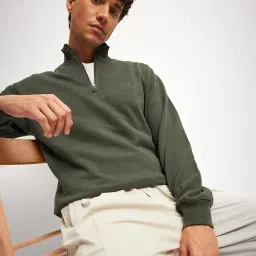 the bear house Men's Cotton Solid Relax Fit High Neck Sweatshirt image 5
