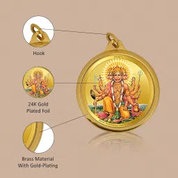 diviniti 24K Gold Plated Double Sided|Religious Locket For Health & Wealth|Flip Coin For Men, Women, And Children|Idol Gift For Loved Ones 18MM Pendant image 3