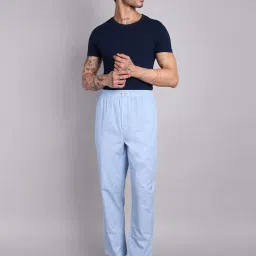 minjar Men's Cotton Pajama Pants, Regular Fit, Light Blue, Casual Sleepwear image 5