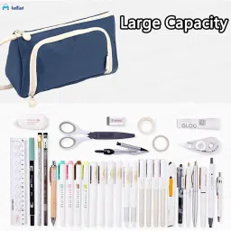 FunBlast Multipurpose Zipper Pouch for Girls, Kids & Adults - Stationary Organizer, Makeup, Cosmetic, Toiletry Bag, Water Resistant Travel Accessory (Navy Blue) image 2