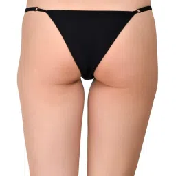 Ladies' Kiss Me Baby Print Thong Underwear, Black image 2