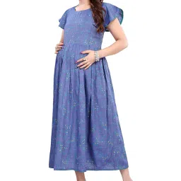 mom&bae Women's Printed Flared Maternity Feeding Dresses, Feeding Kurti with Zip image 4
