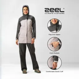 zeel Rain Coat for Women Waterproof with Adjustable Hood, Rainwear Suit with Polyester Jacket and Pants for Ladies, AZ11 Violet M image 4