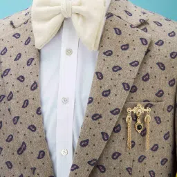 knighthood Gold Engraving Pearl Black Stone and Hanging Chain Metal Lapel Pin Brooch for Men image 2