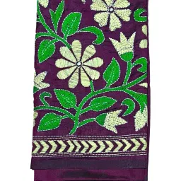 soul of bengal Women's Hand Embroidered Kantha Work Silk Blouse Material - 1 Meter; 725010 image 3