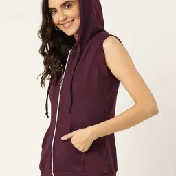 brinns Women's Solid Hooded Full Zipper Fleece Jacket With Side Pockets And Hooded Neck Comfortable Stylish Winter Wear image 2