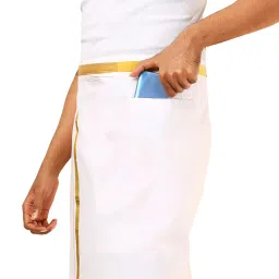 green tee Men White Readymade Dhoti - Pack of 1 image 4