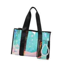 saz dekor Beach Tote Bag Lightweight Women Handbag for Vacation Stadium Outdoor Sports Black image 3