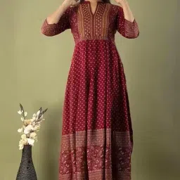 anni designer Women's Rayon Printed Regular Kurta image 1