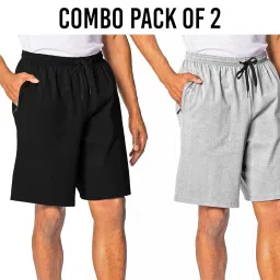 buy that trendz Mens One Side Zipped Pockets Shorts | Men's Cotton Shorts | Shorts for Mens | Mens Shorts Combo Pack of 2 image 1