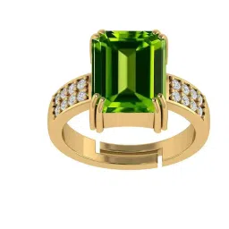 apsloose 15.25 Ratti 14.00 Carat Natural AAA++ Quality Peridot Loose Gemstone Gold Plated panchdhatu Adjustable Ring for Men and Women (Lab -Approved) image 2