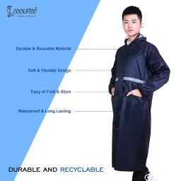 cockatoo RNCT-02 Rain Coat for Men & Women,Oercoat Oxford Material Rain Coat for Men & Women Waterproof, Orange(6 Month Warranty) image 2