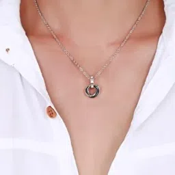 aquastreet Tri Rings Stainless Steel With Cz Blue Pendant Necklace/chain for Men and Boys | Gifts for Men | Gift for Husband | Pendant for Mens image 5