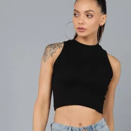 rock paper scissors Womens Halter Neck Crop Tank Top Stylish Tops image 1