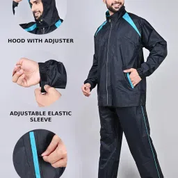 rupa Mens Rainwear For Men, Waterproof Nylon Blended Rain Standard Length Jacket With Pants And Carry Bag, Pack Of 1 image 1