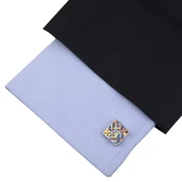 peluche Designer Multicolor Flower Enamel Cufflinks for Men image 3