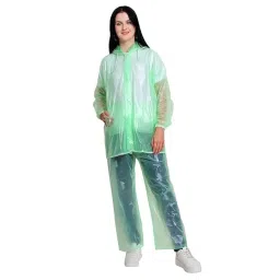 Men's PVC Waterproof Rainsuit with Hoods and Side Pocket, 100% Waterproof Portable Rainwear (Green) image 2