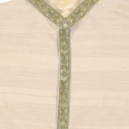 Pulse Weaves Men's Unstitched Textured Kurta Fabric Set, Beige Poly Raw Silk with Santun Silk, 3 Meters, Upto 5XL image 5