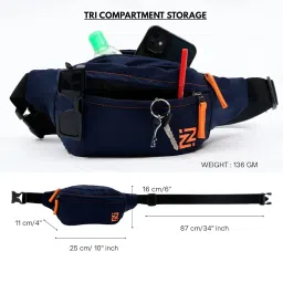 zuzufy ZUZUFY™(Zuzoom) Waist Bag for Men Women | Crossbody Bag | Chest Bag | Fanny Bag for Travel, Hiking, Running | Strong Stitching & Sturdy Zippers, Adjustable Strap (Navy Blue) image 3