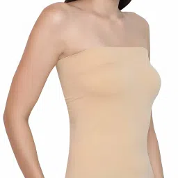 glamoras Women's Nylon Spandex Long Bandeau Tube Top Inner Camisole Non Padded Wire Free Seamless Strapless Stretchable Bralette - Free Size Pack of 2 image 5