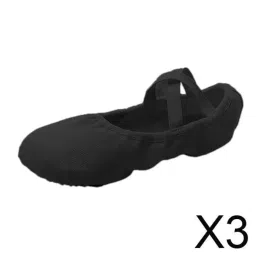 trendynest 3Xcanvas Ballet Slipper Split-Sole Shoes Fitness Gymnastics Flats Black_38 | Dancewear | Dance Shoes | Ballet image 2