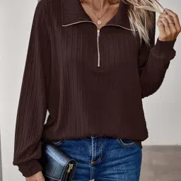 leriya fashion Regular Fit Tops for Jeans for Women | Korean Trendy Stylish Casual| Long Sleeve Textured Collared| Crop Tank | Formal image 2