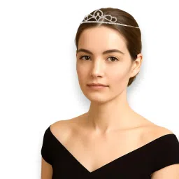accessher Silver Tone Elegant Rhinestone Petal Shaped Headband Crown | Hair Accessories for Wedding, Pageant, Bridal, Birthday | Stylish Tiara Crown for Women & Girls image 1
