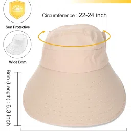 mtroyaldia Sun Hats for Women Wide Brim Visor UV Protection Hat for Beach Summer Packable Hat Beige image 3