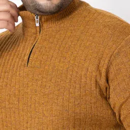 kvetoo Plus Size Men High Neck Zipper Full Sleeve Woolen Winter Sweater image 4