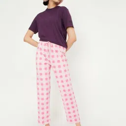 max Women's High Rise Cotton Pajama Bottom Regular Fit Casual Style Pant image 2