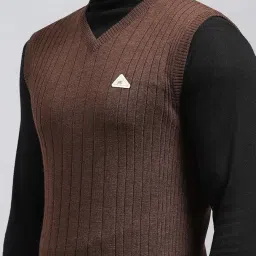 monte carlo Men's Regular Fit Sleeveless Wool Sweater | V Neck | Regular Fit | Solid Pattern | Warm Stylish Pullover for Winter image 5